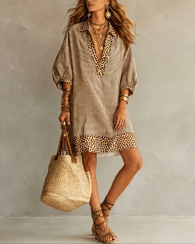 Imani | Shirt Dress with Leopard-Print Panel