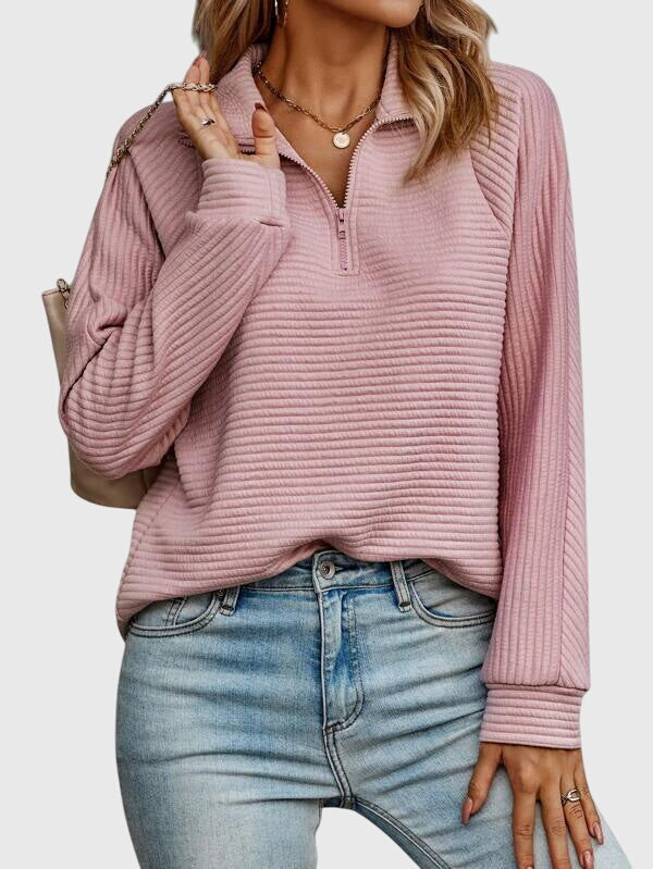 Zippered V-Neck Sweater