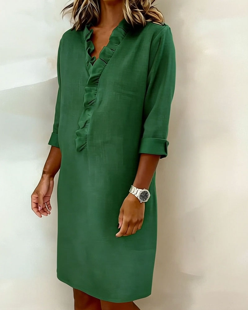 Naomi | Ruffled V-Neck Dress