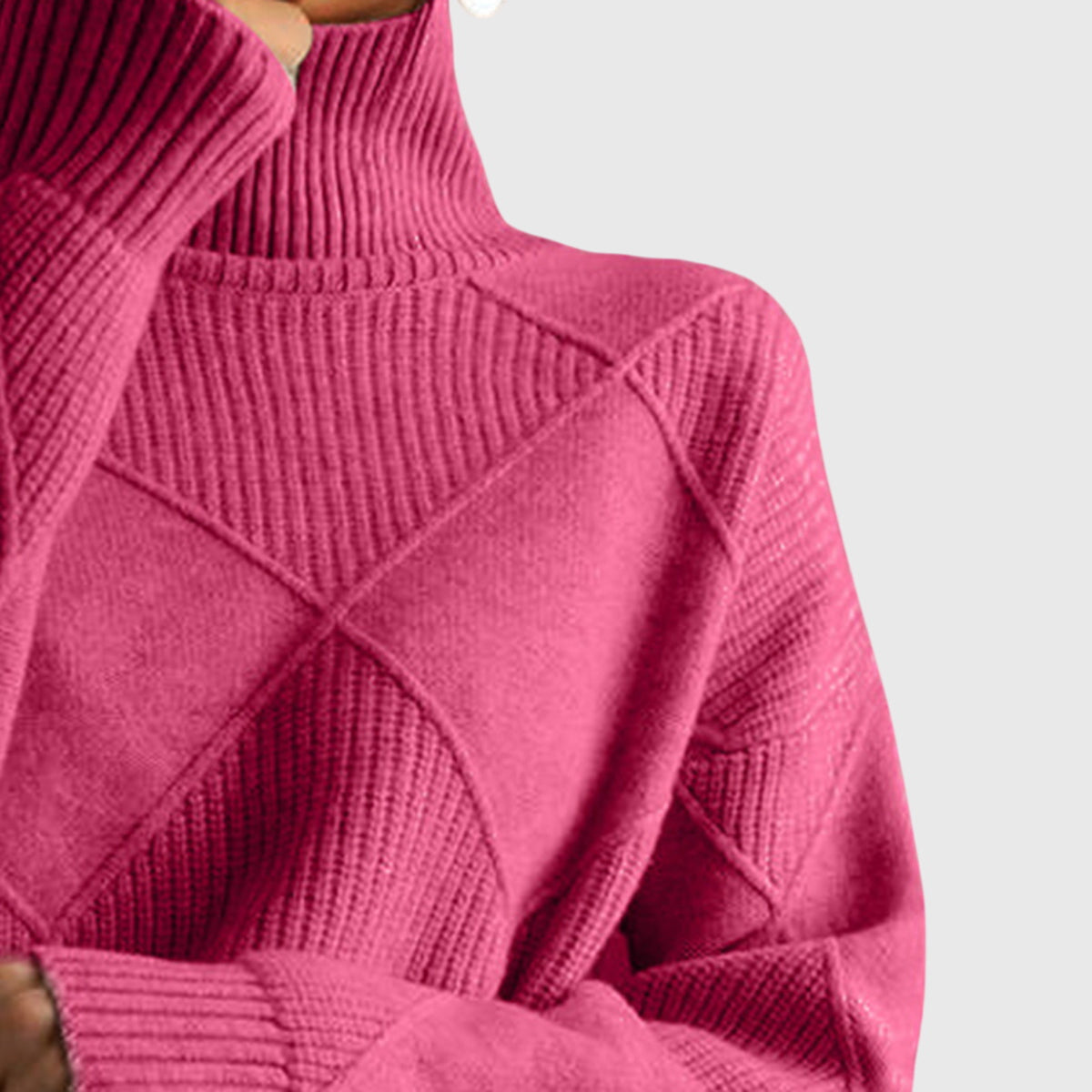 Geometric Knit Turtleneck Sweater