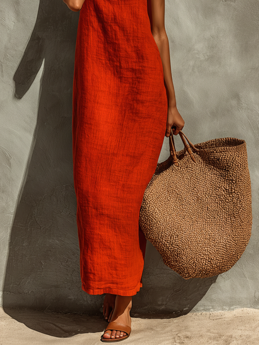 Amara | Cotton Maxi Dress, Square Neck