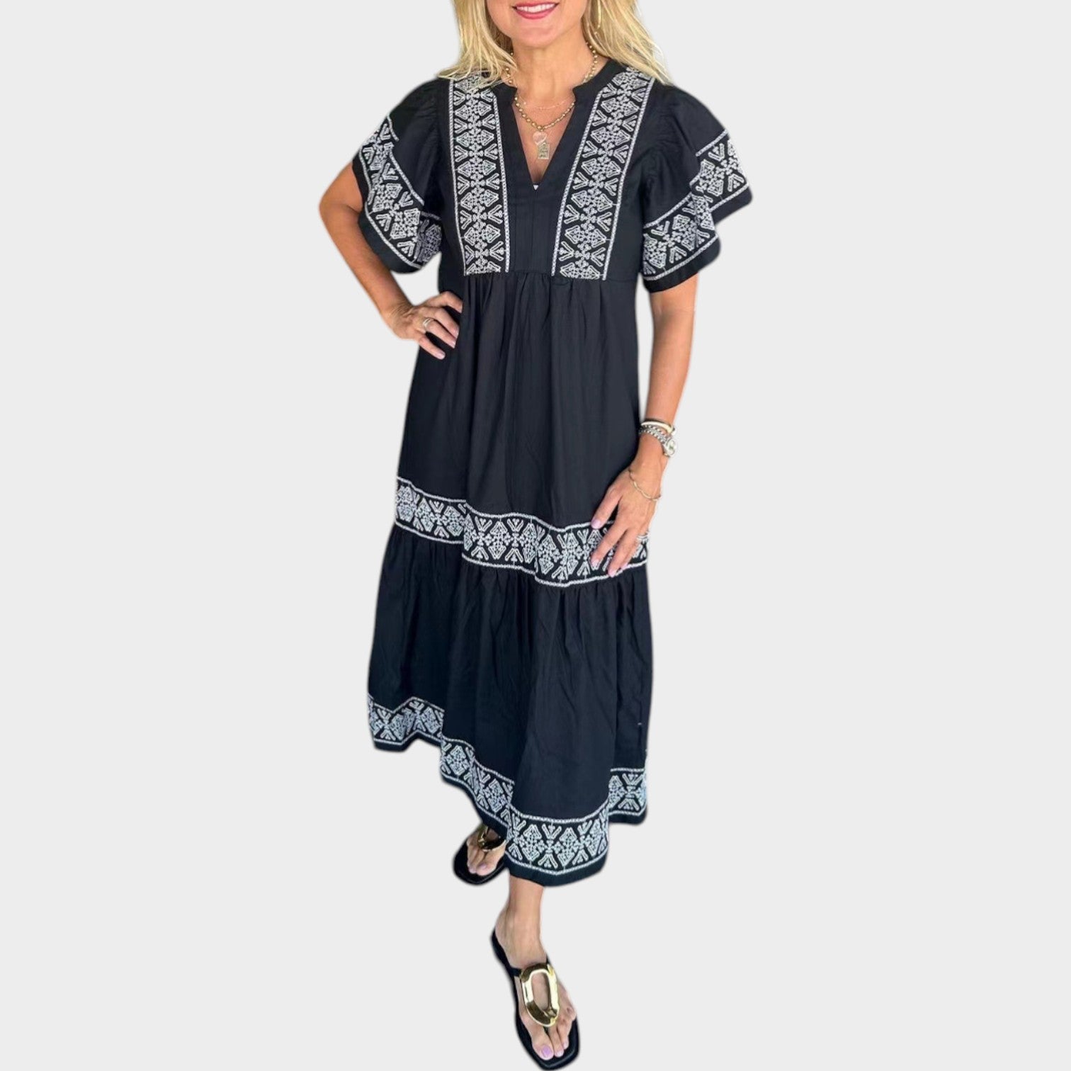 Harper | Embroidered Midi Dress