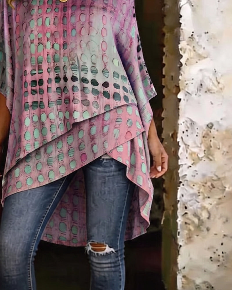 Evelyn | Cotton-Blend One-Shoulder Polka Dot Blouse