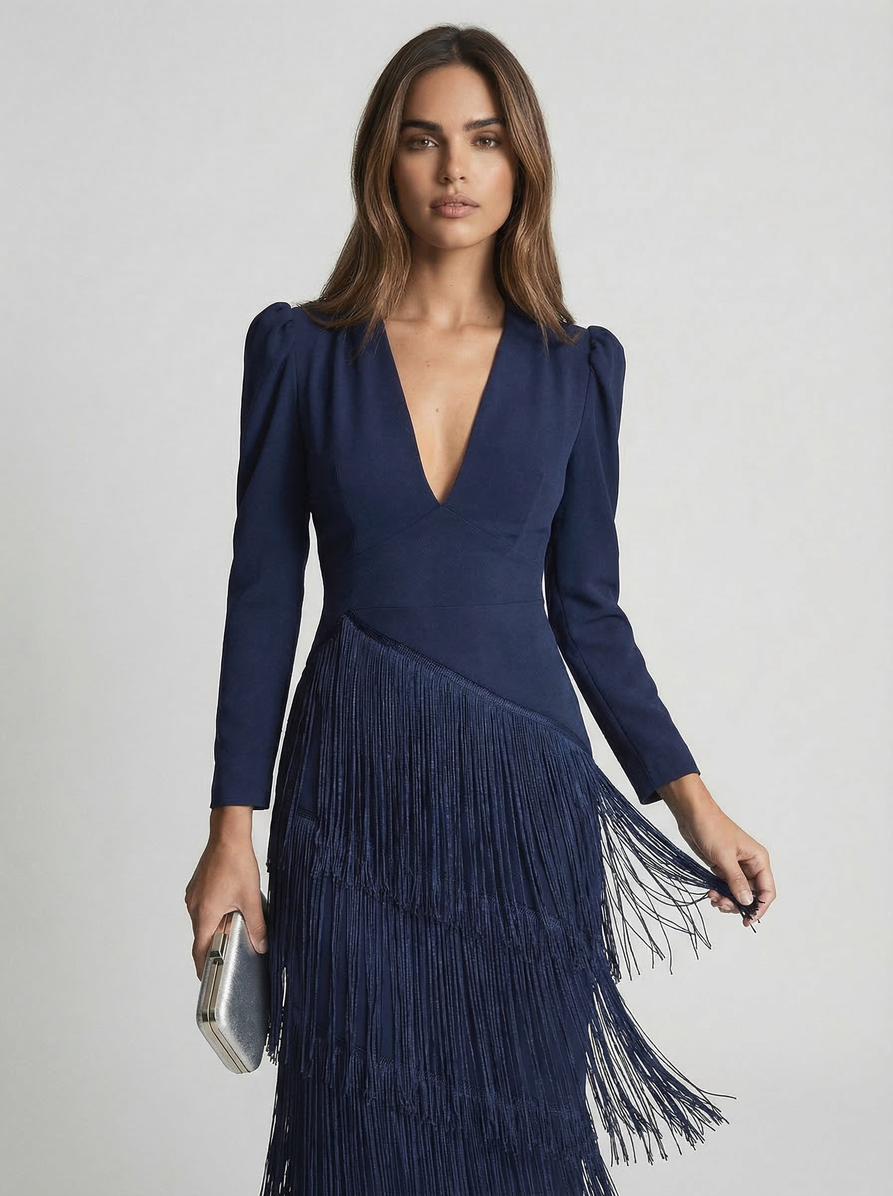 Ava | Fringe Maxi Dress with Draped Waist