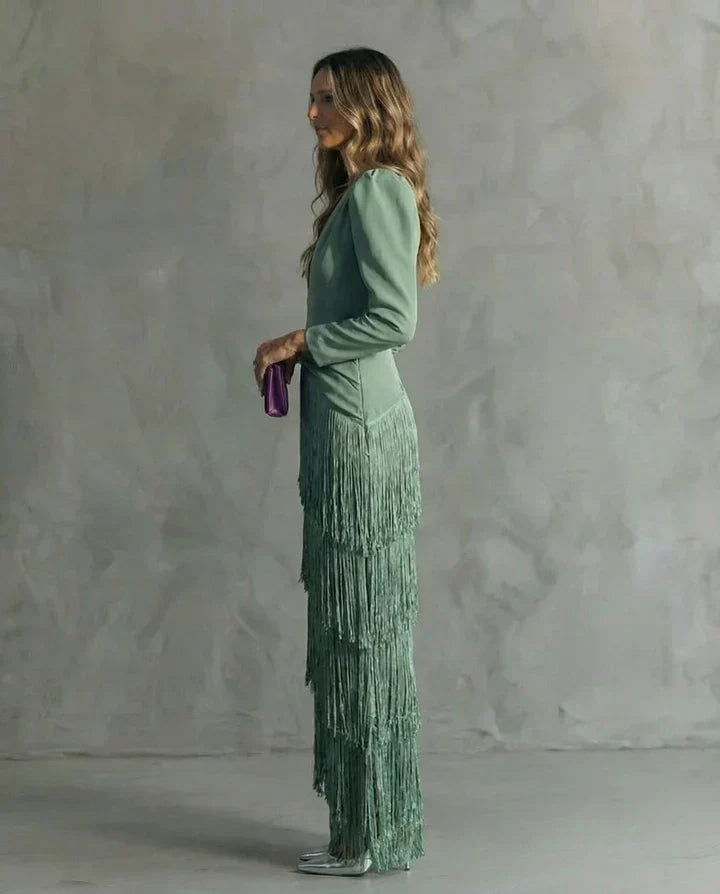 Clara - Long Sleeve Blazer Dress with Deep V-Neck