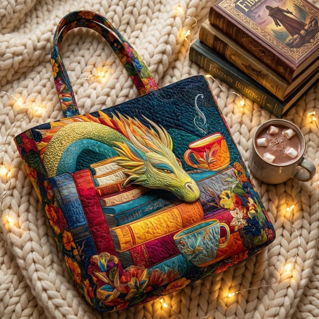Artisan Bag - Dragon Reader with Books and Mugs