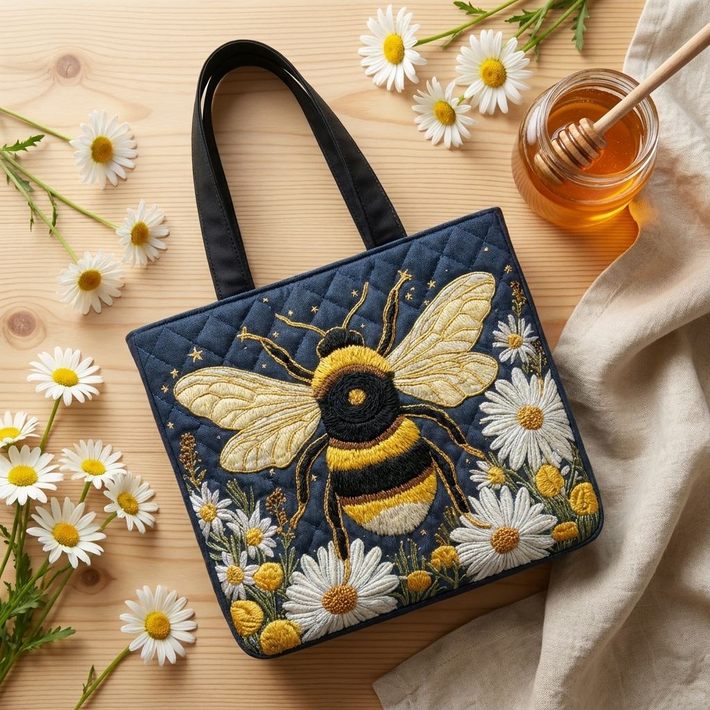 Artisan Tote - Bee with Daisies and Stars