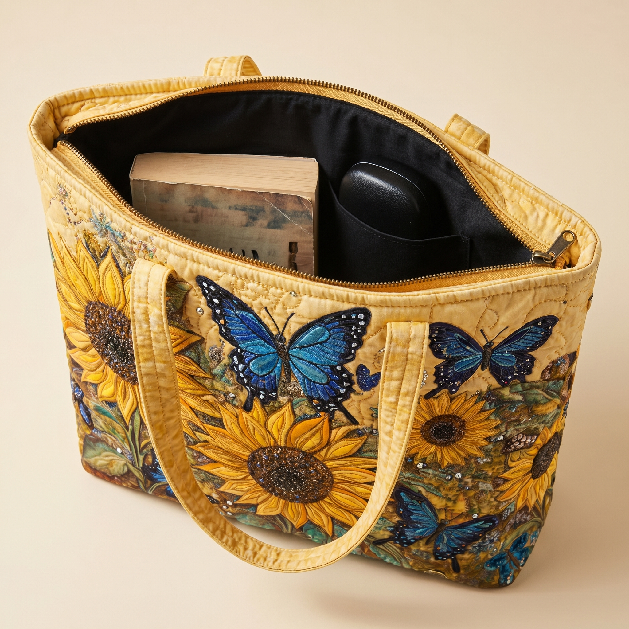 Artisan Bag - Sunflowers and Blue Butterflies