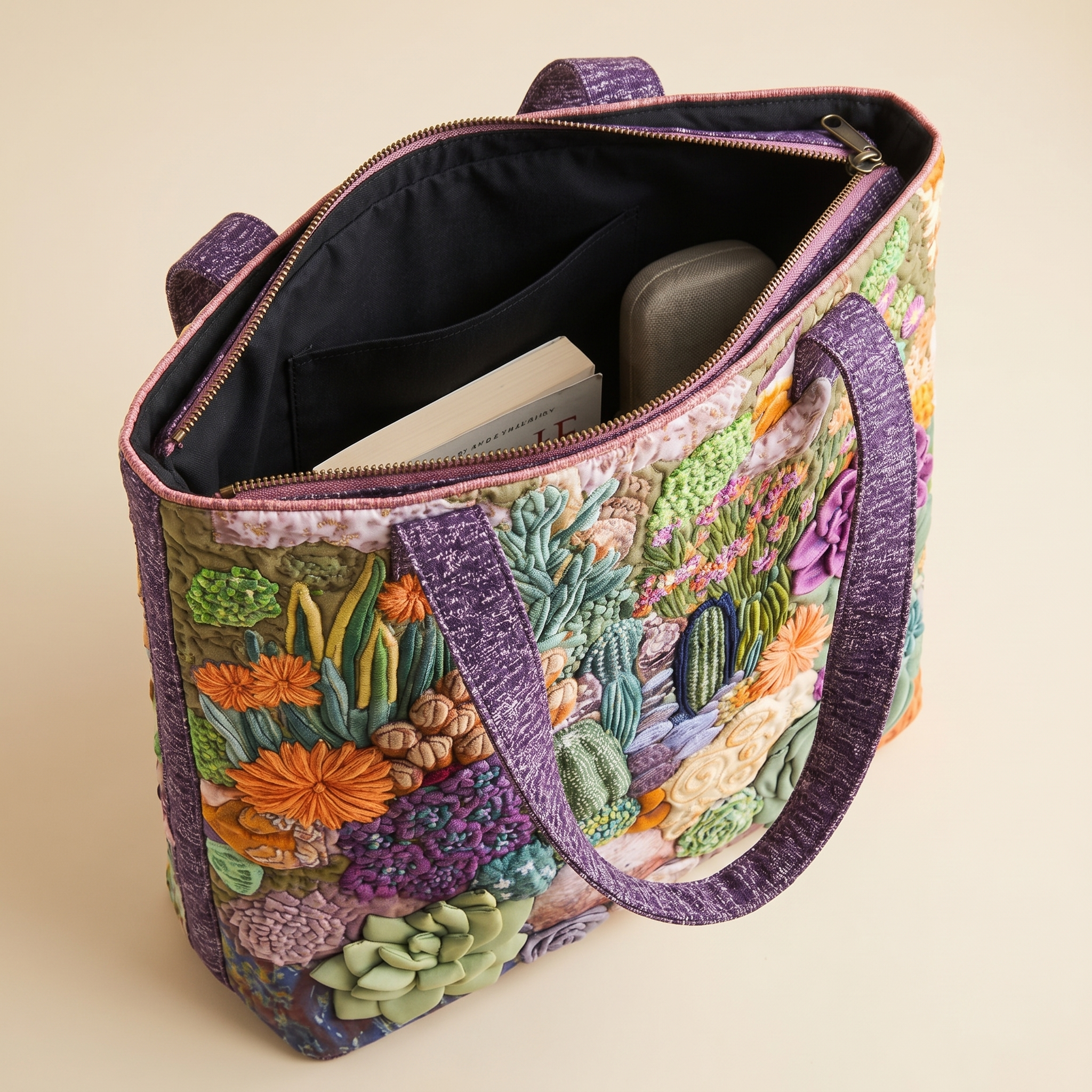 Artisanal Tote Bag - Succulent Garden