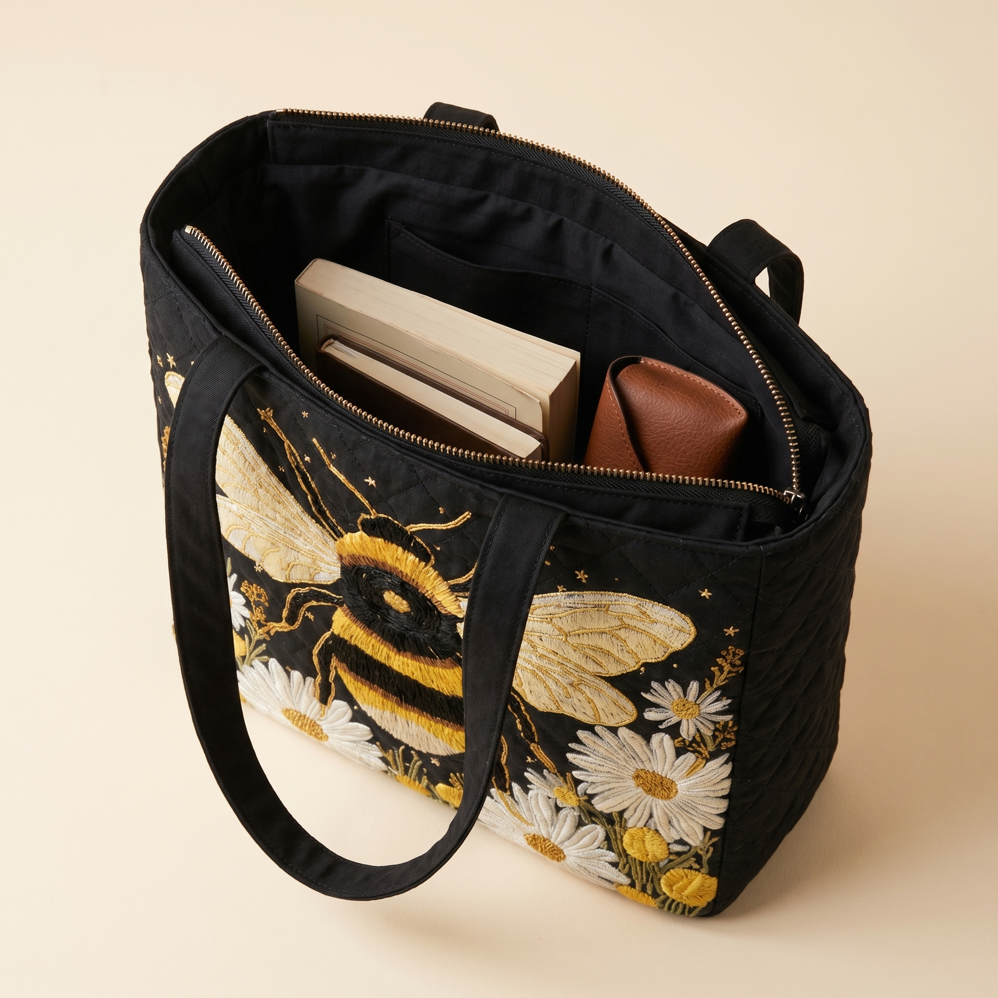 Artisan Tote - Bee with Daisies and Stars