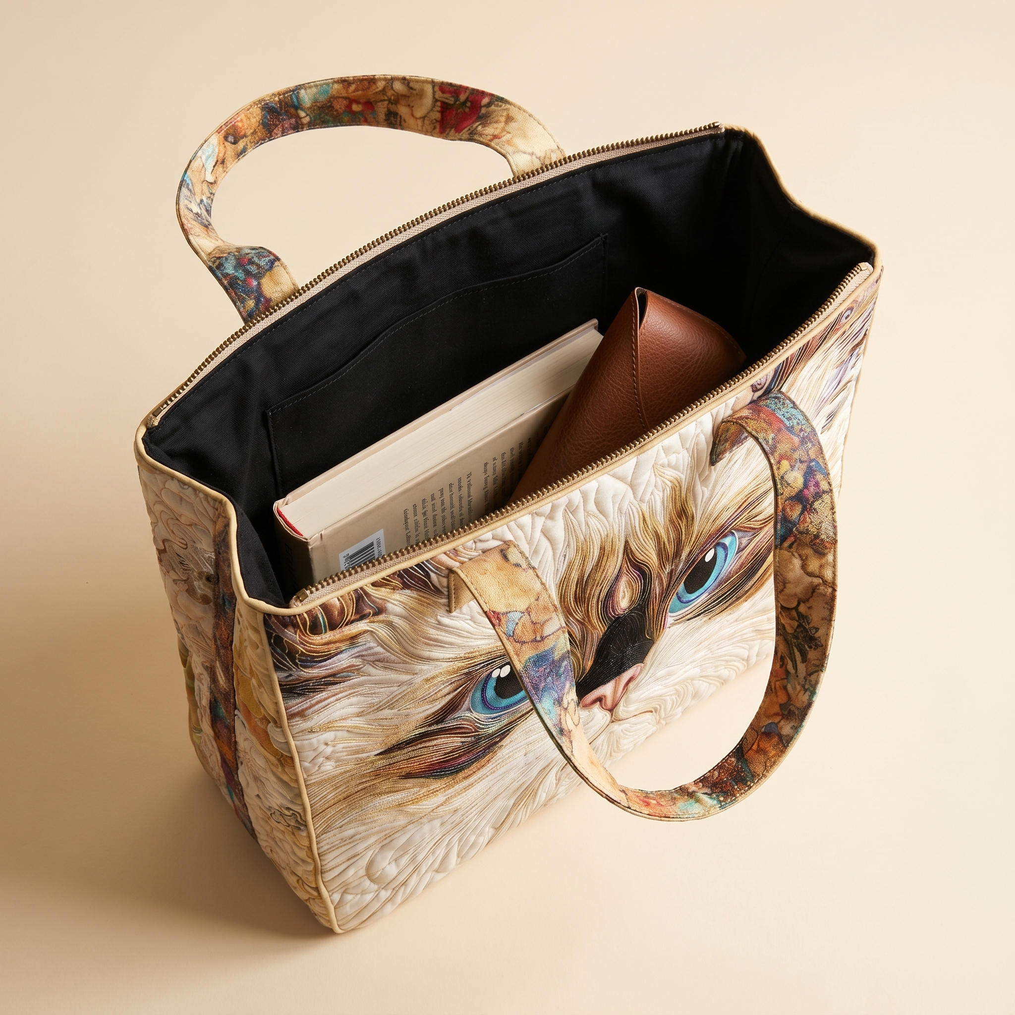 Artisanal Bag - White Cat with Blue Eyes