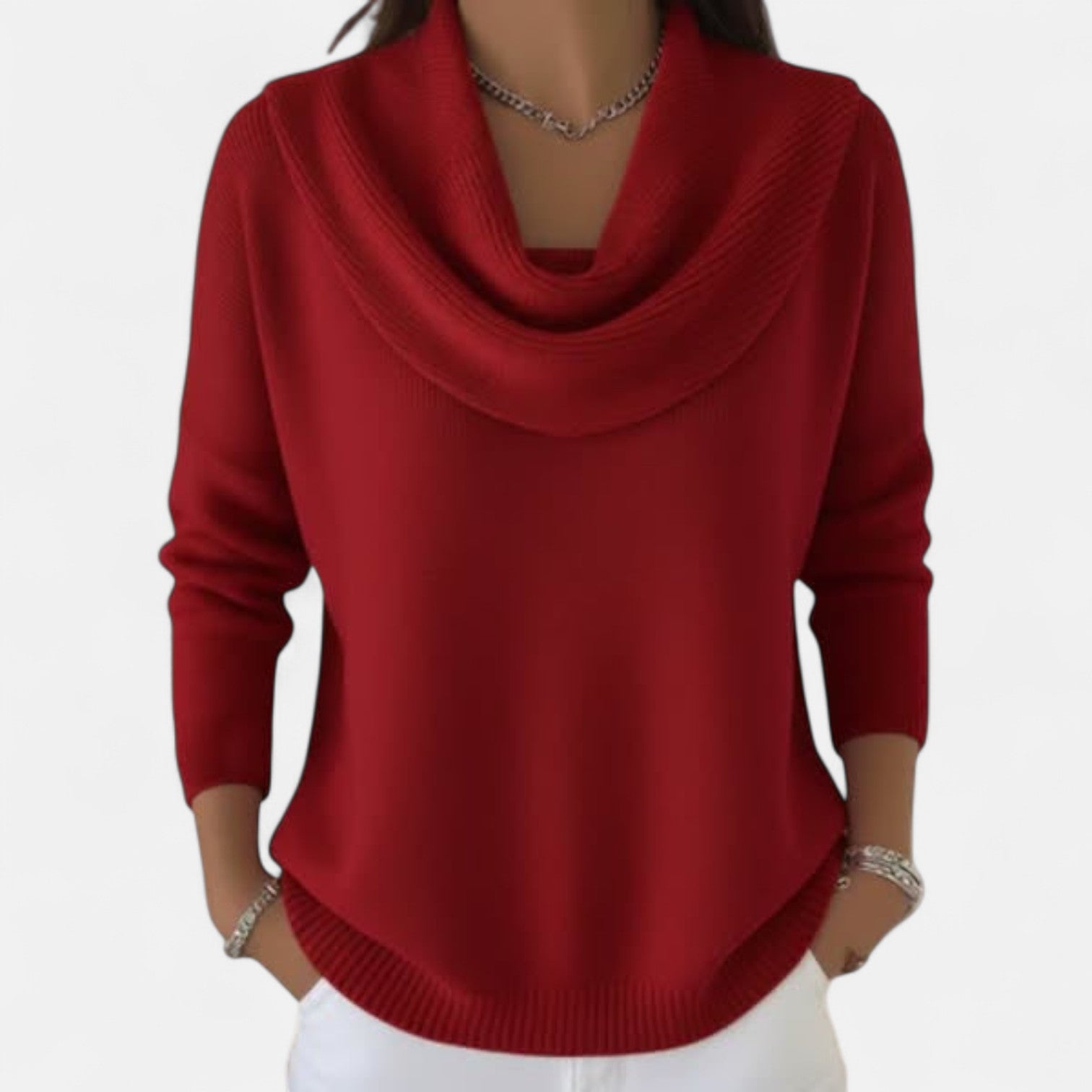 Wool-Blend Cowl-Neck Sweater