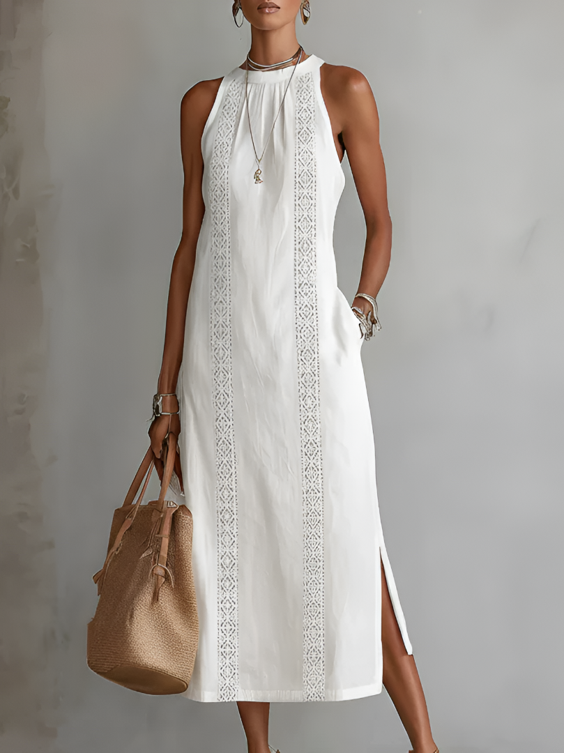 JIMENA | Midi Dress with Linen Texture