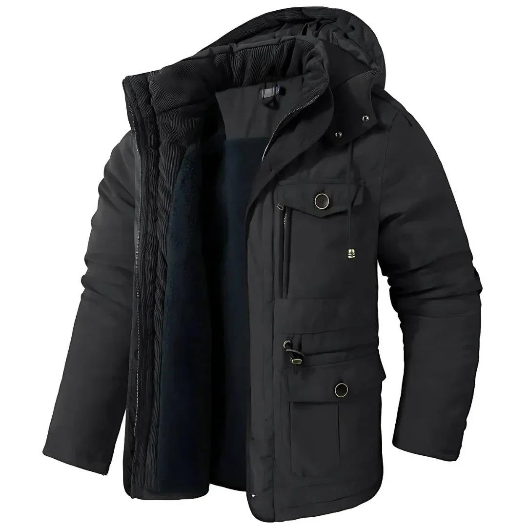 Mens Insulated Parka with Sherpa Lining and Dual Closure System
