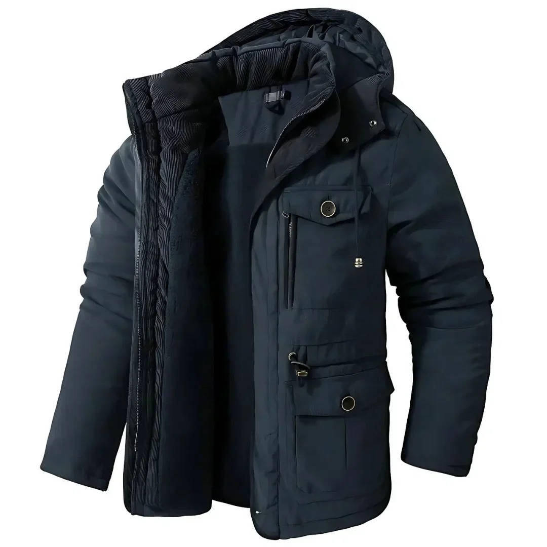 Mens Insulated Parka with Sherpa Lining and Dual Closure System