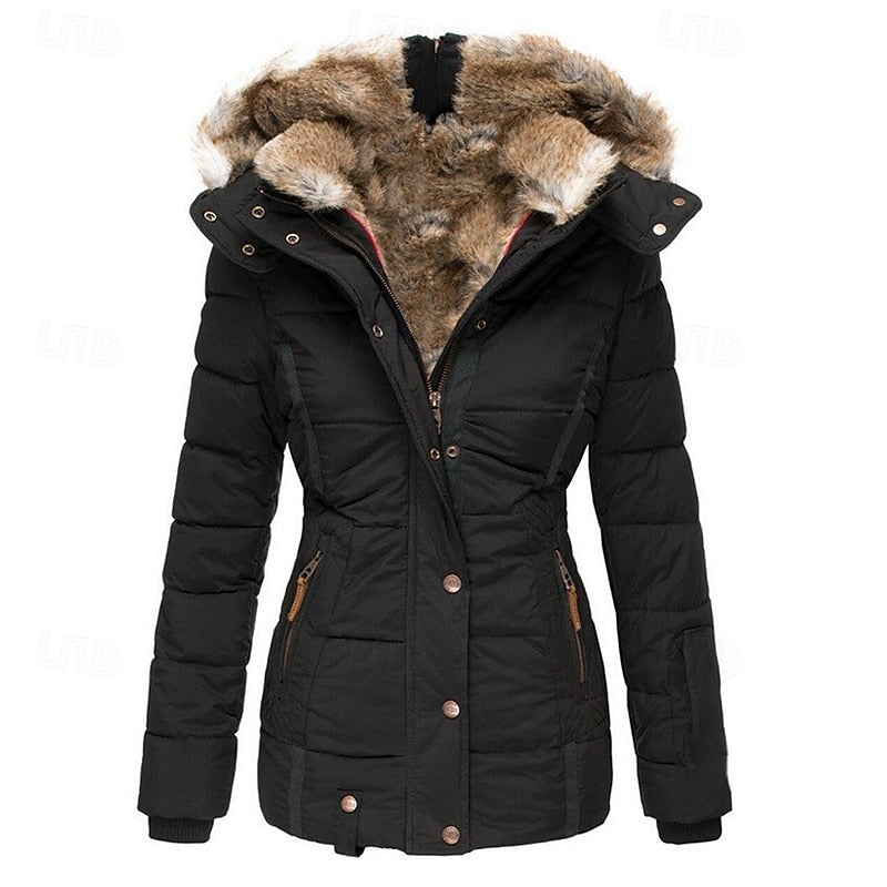 Gloria | Fur-Trimmed Quilted Hooded Winter Jacket