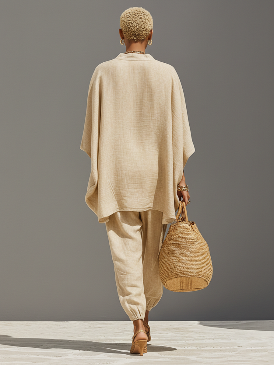 Harper | Linen-Blend Two-Piece Set with Asymmetric Hem