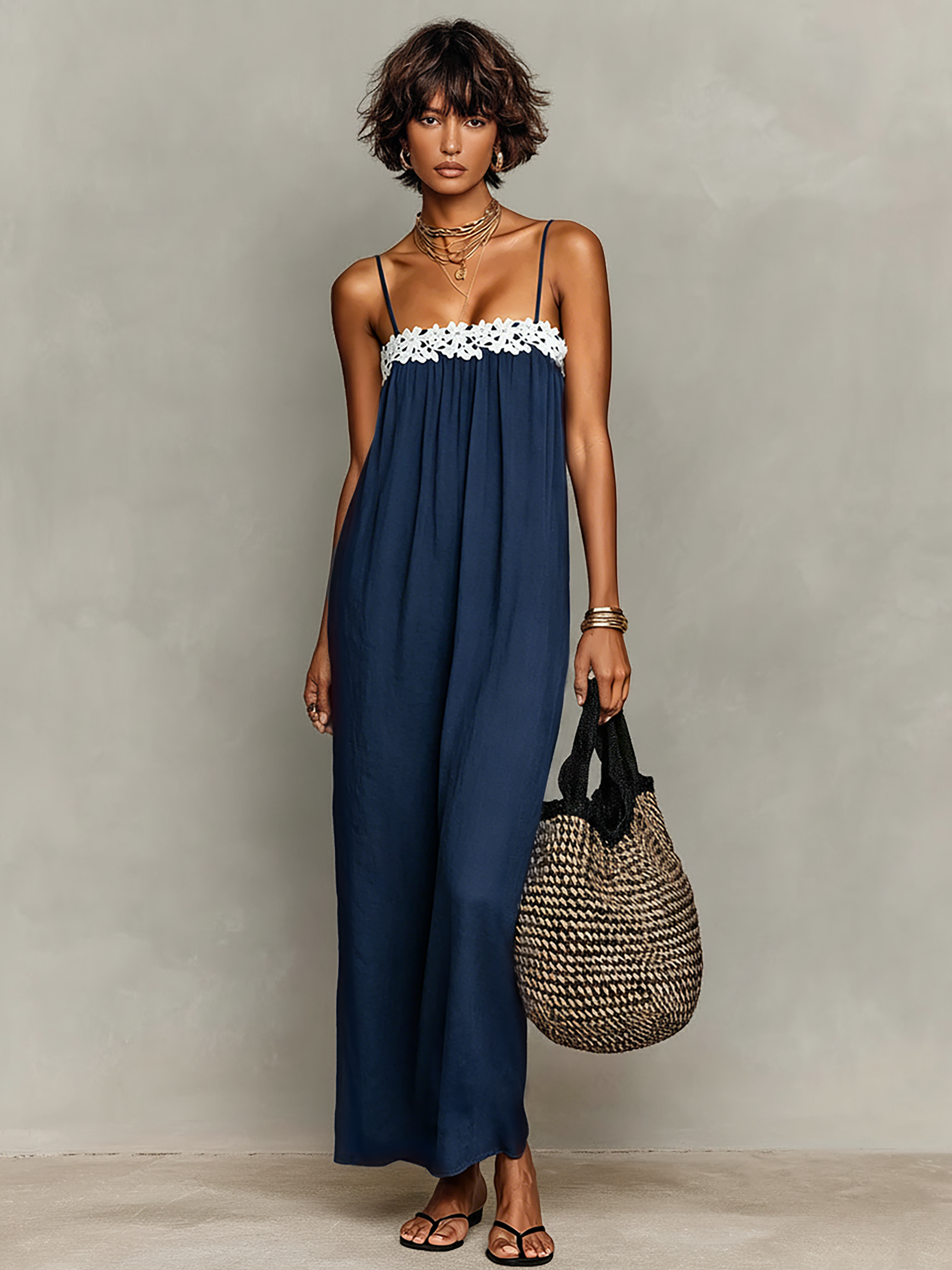 Marisol | Linen-Blend Lace Maxi Dress