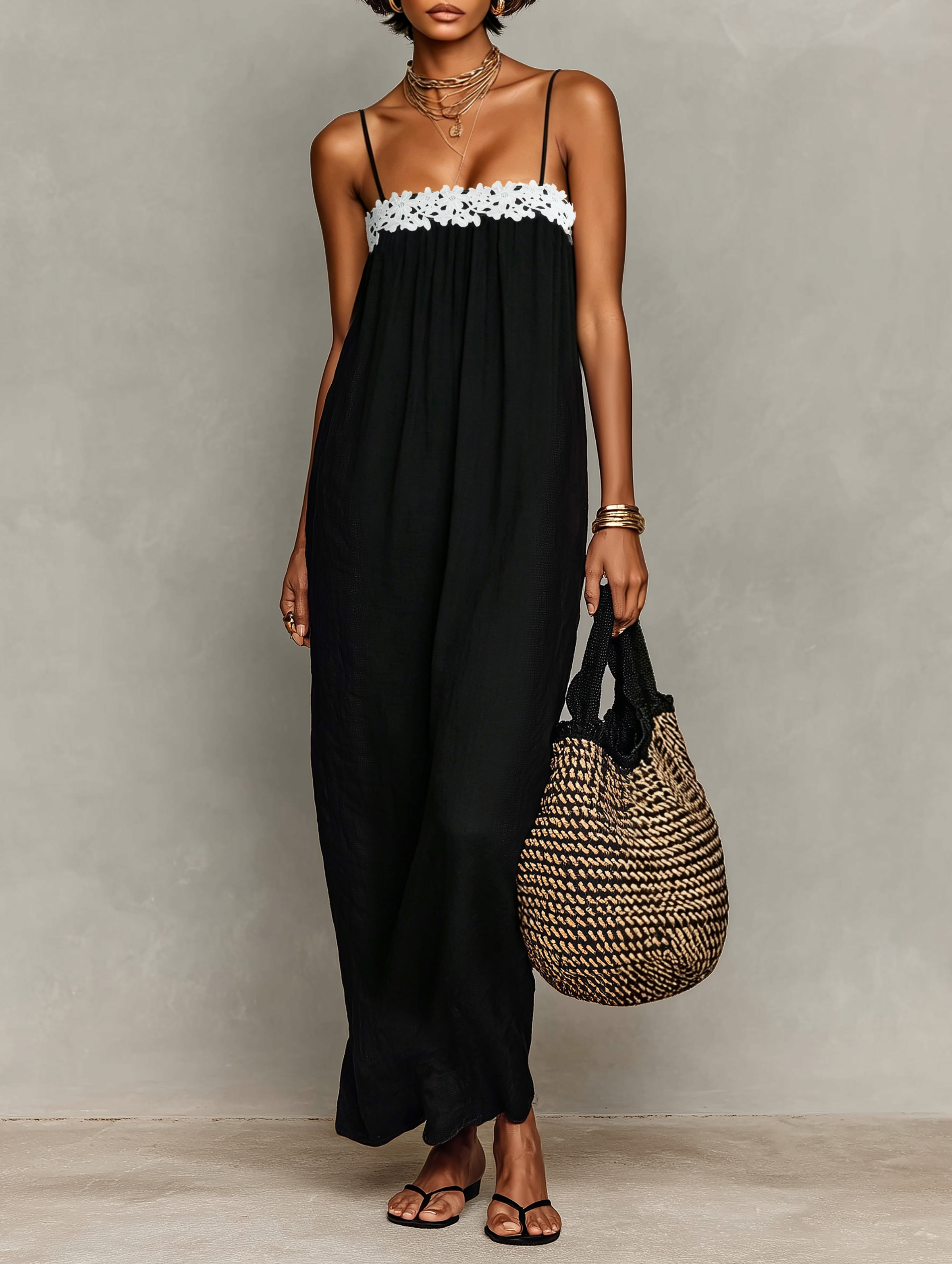 Marisol | Linen-Blend Lace Maxi Dress