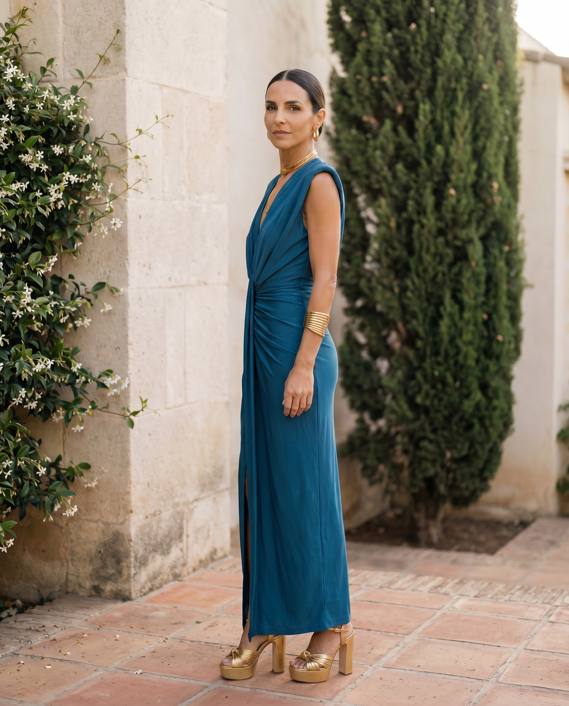 Harper | Draped Dress with Front Slit