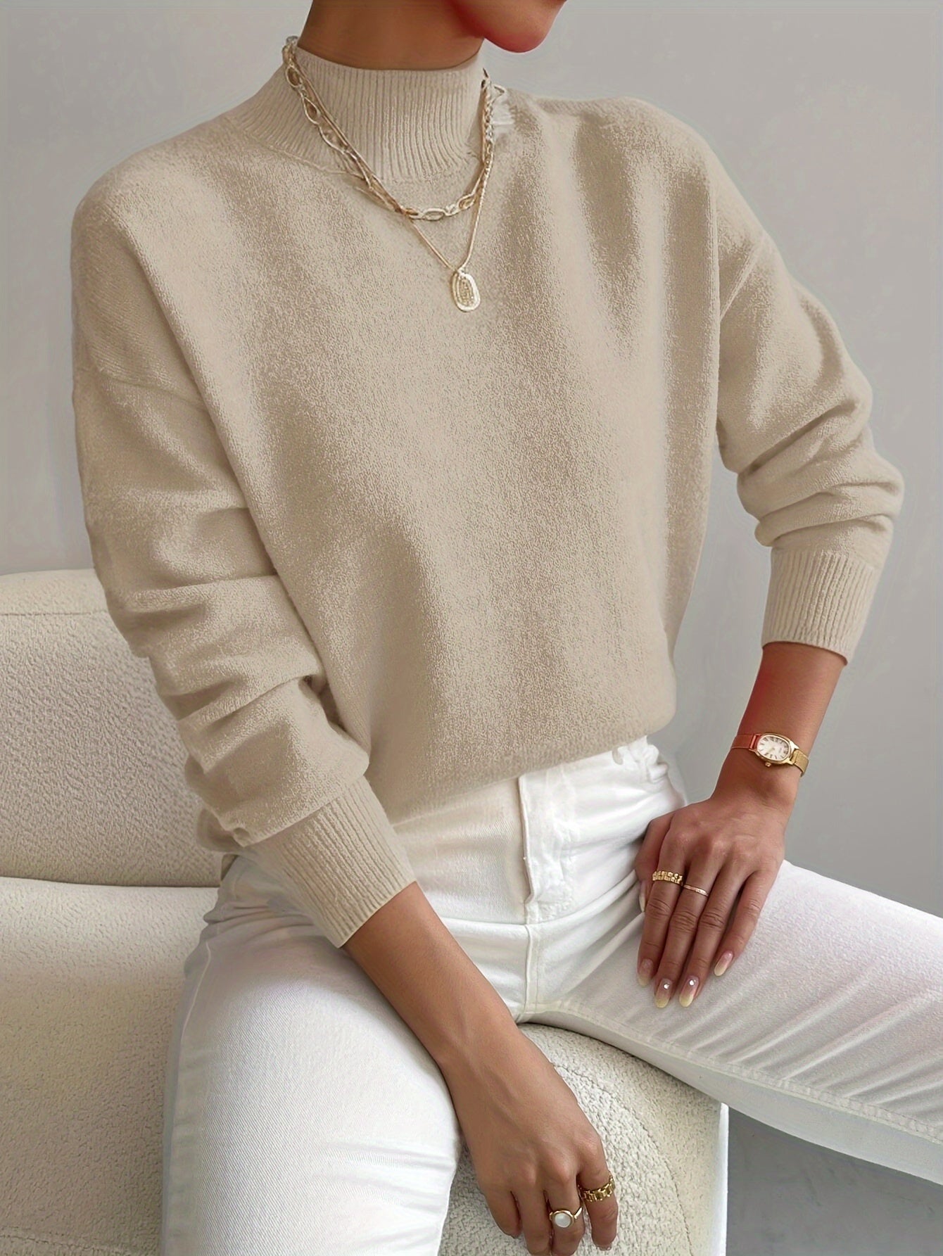 Harper | Crewneck Long-Sleeve Sweater with Ribbed Trim