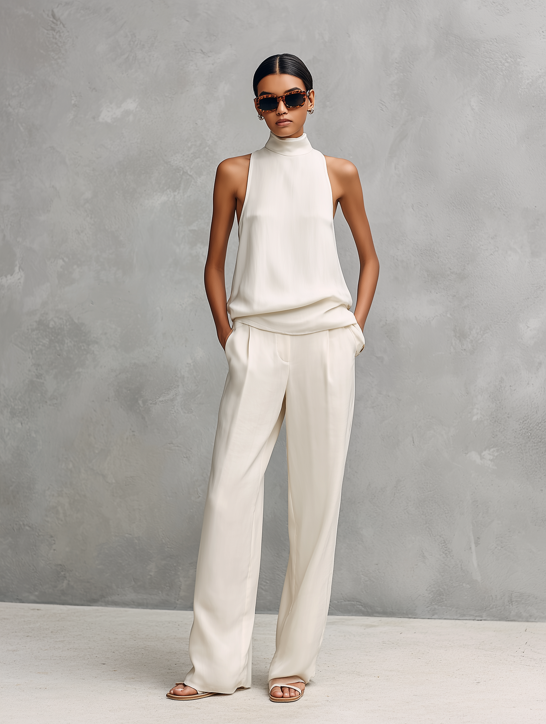 Marisol | Cotton-Linen Sleeveless Top and Trousers Set