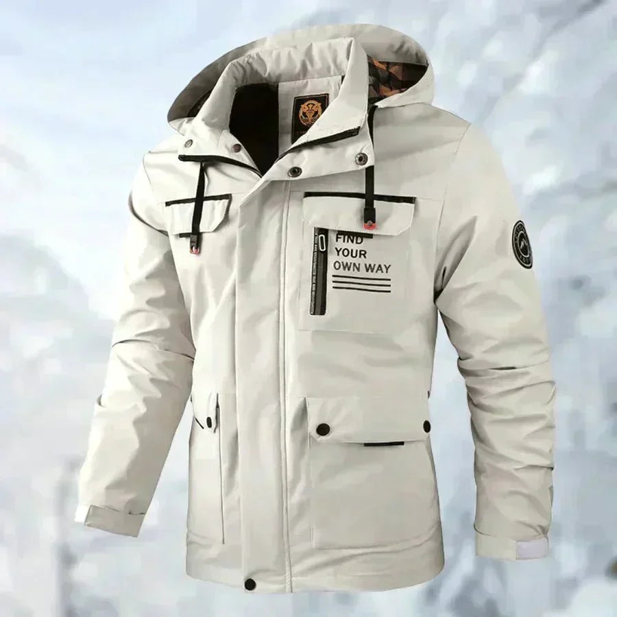 Waterdichte winterparka met capuchon voor heren – geïsoleerde utility-laag met meerdere zakken voor koud weer