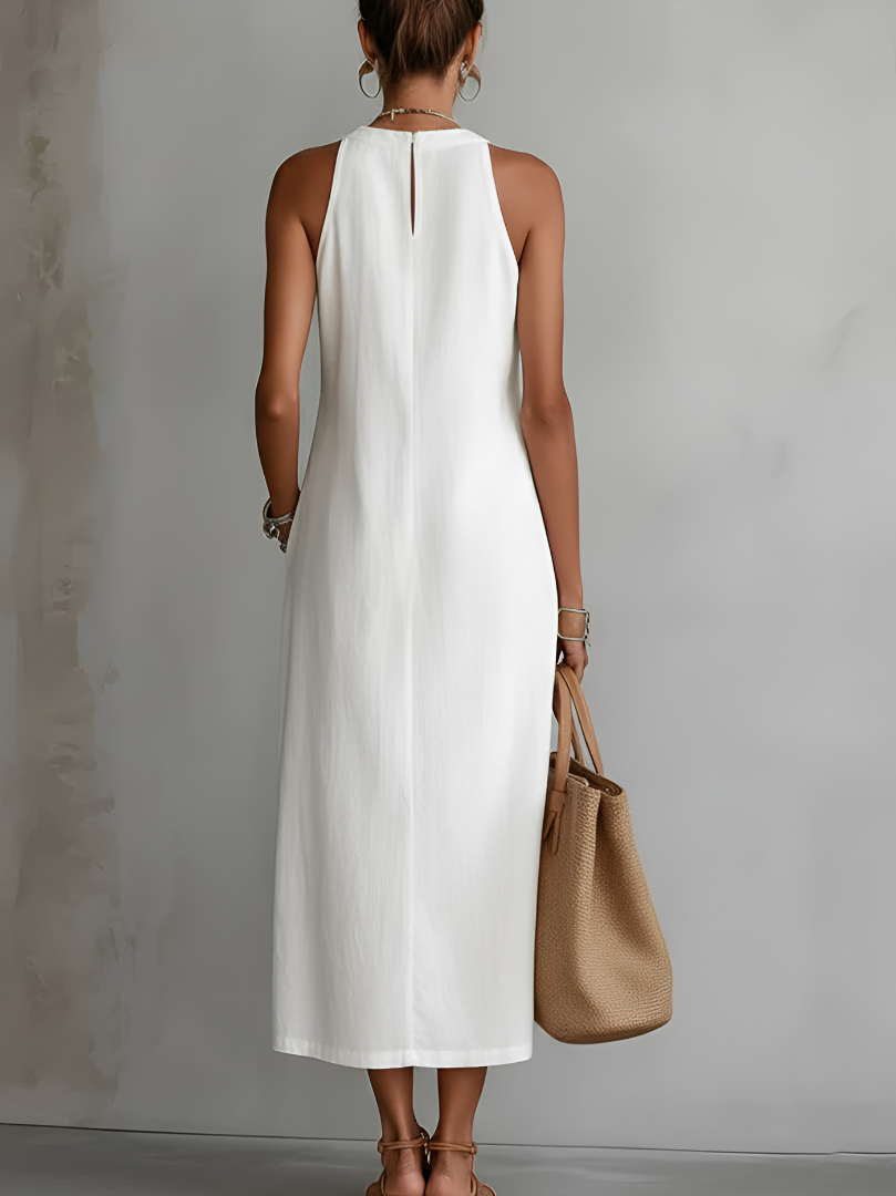 Jimena | Embroidered midi dress with mandarin collar