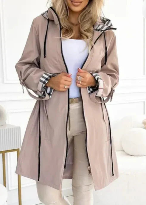 Zip-Front Knit Coat