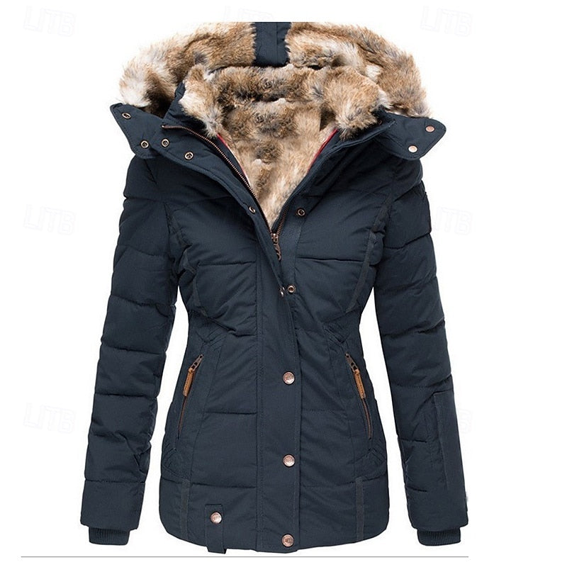 Gloria | Fur-Trimmed Quilted Hooded Winter Jacket