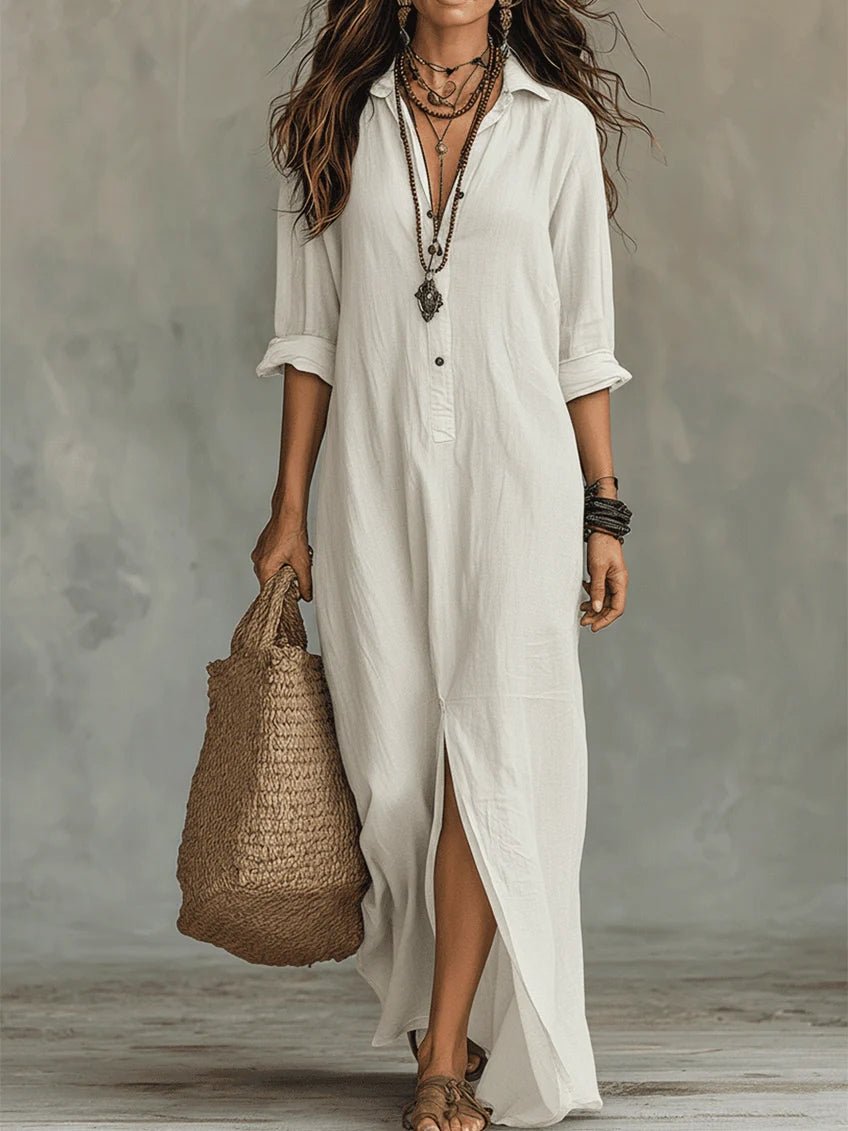 Solineâ„¢ | Black fitted maxi dress with buttons
