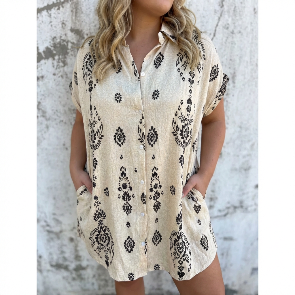 Jasmine | Printed A-Line Shirt Dress