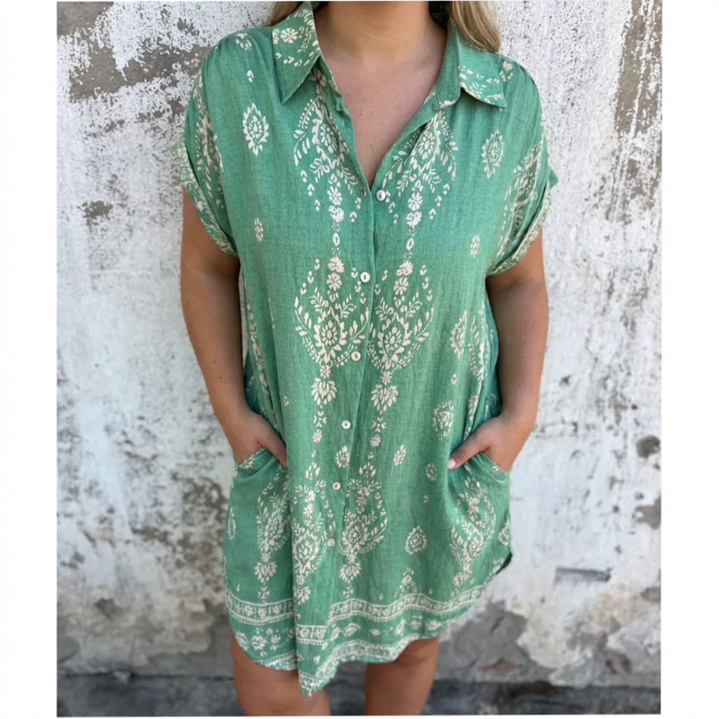 Jasmine | Printed A-Line Shirt Dress