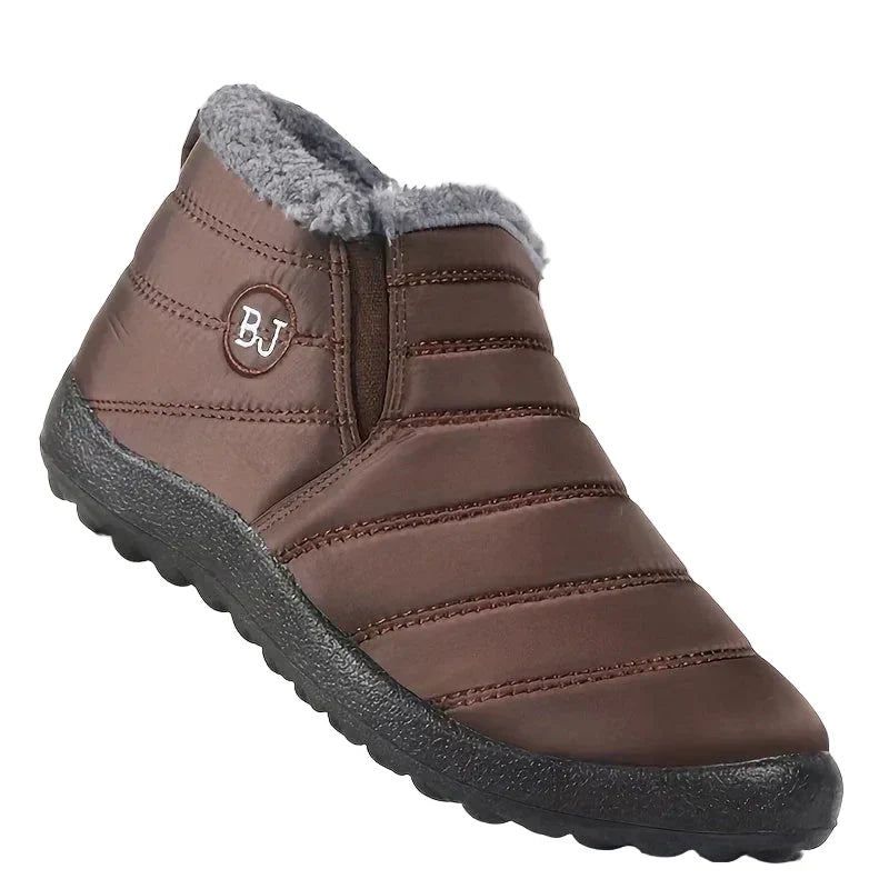 Women’s Fleece-Lined Slip-On Ankle Boots – Warm Padded Outdoor Style for Casual Autumn Winter and Everyday Walking Wear