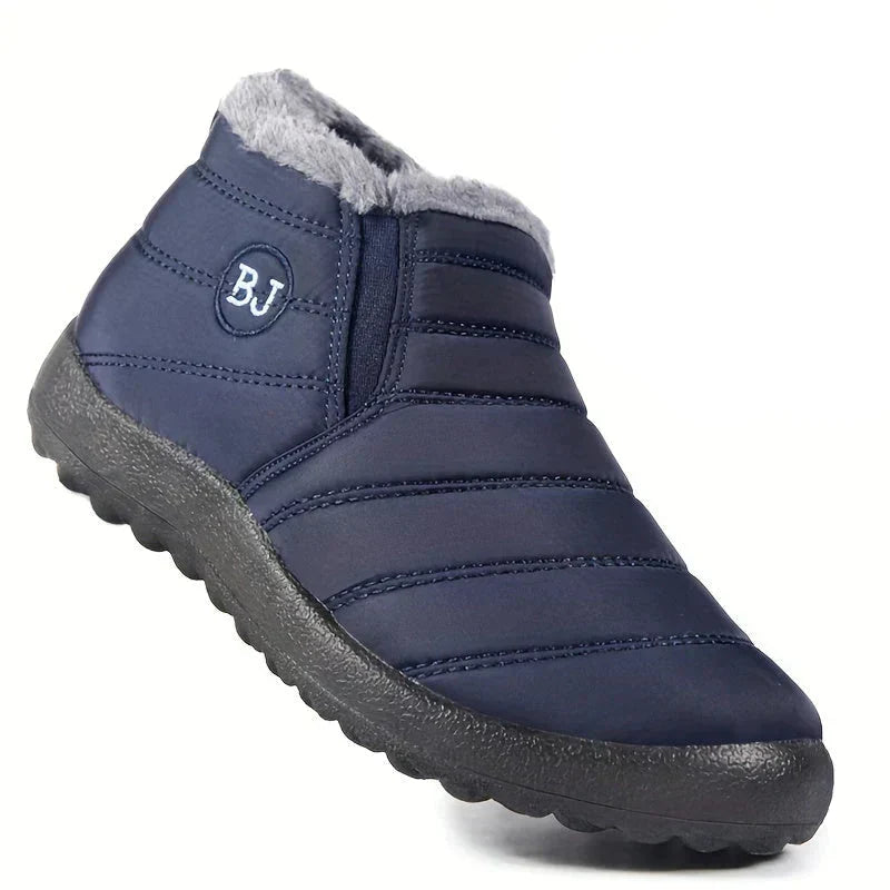 Women’s Fleece-Lined Slip-On Ankle Boots – Warm Padded Outdoor Style for Casual Autumn Winter and Everyday Walking Wear