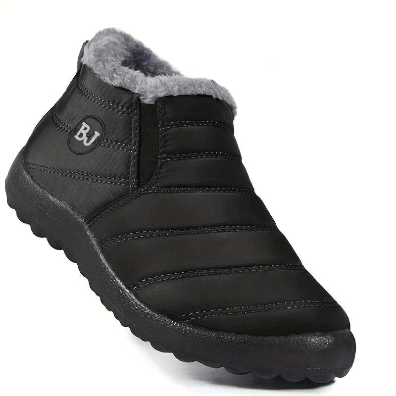 Women’s Fleece-Lined Slip-On Ankle Boots – Warm Padded Outdoor Style for Casual Autumn Winter and Everyday Walking Wear