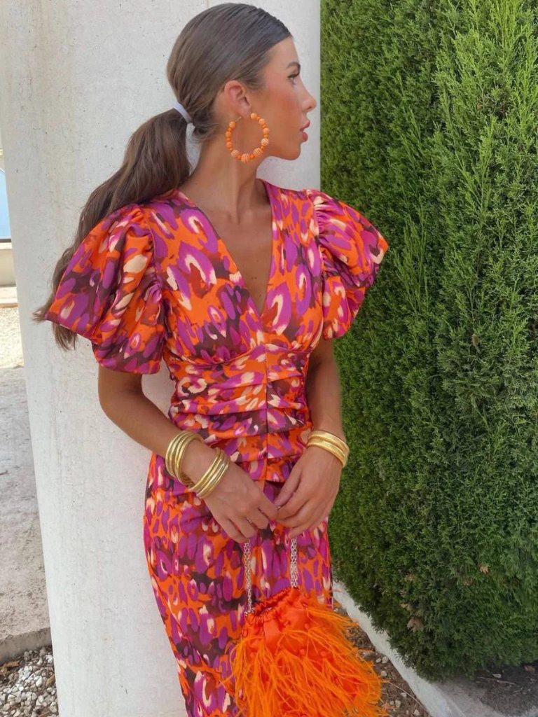 Ursula | Vibrant Pleated Midi Dress
