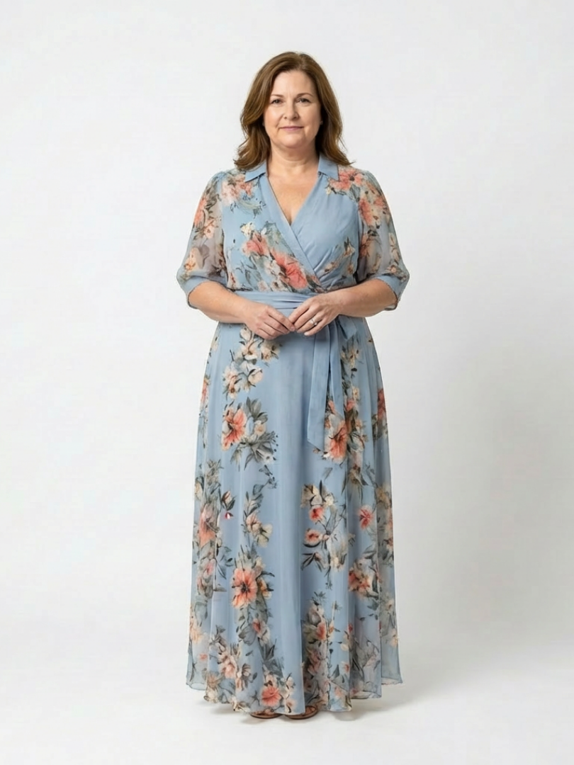 Elowen | Floral Wrap V-Neck Maxi Dress