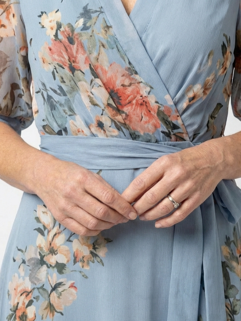 Elowen | Floral Wrap V-Neck Maxi Dress