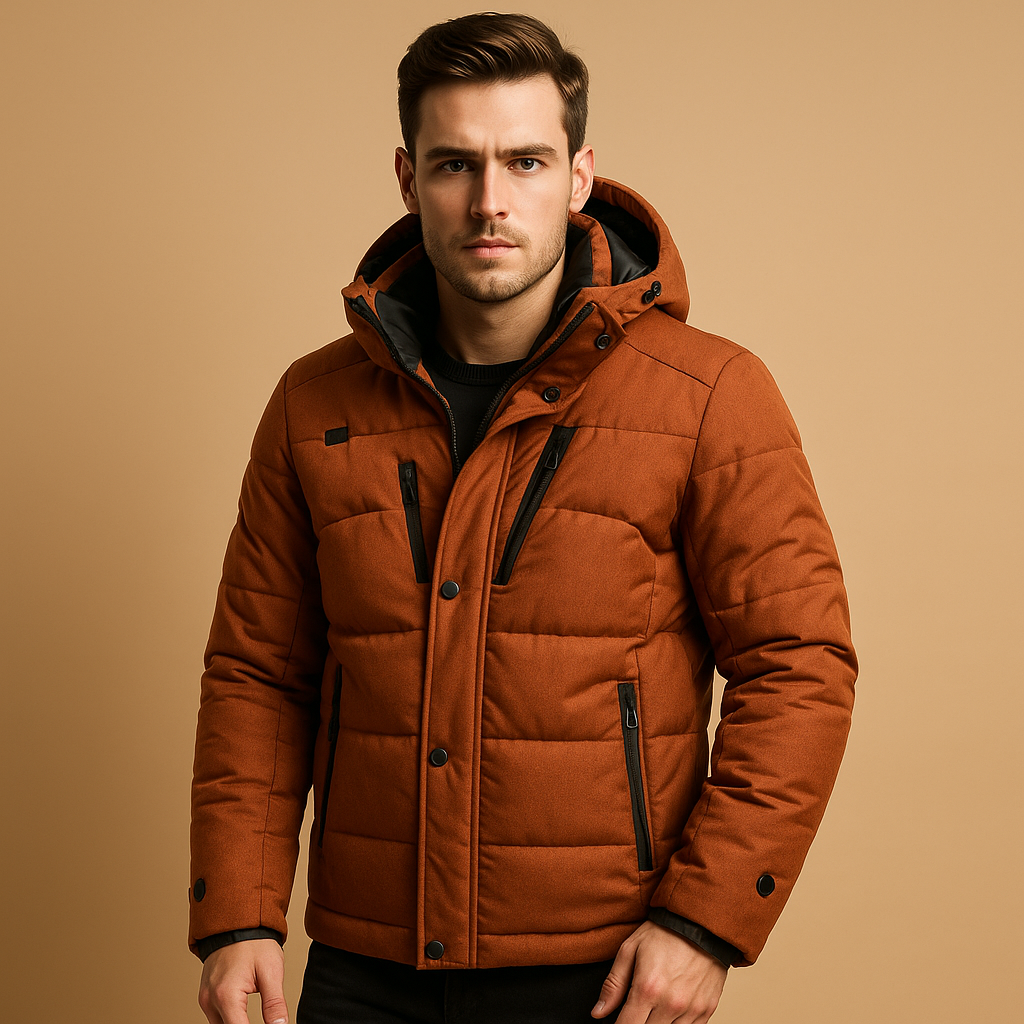 Men’s Hooded Puffer Jacket – Insulated Short Winter Layer for Cold-Weather City Travel Outdoor and Everyday Wear