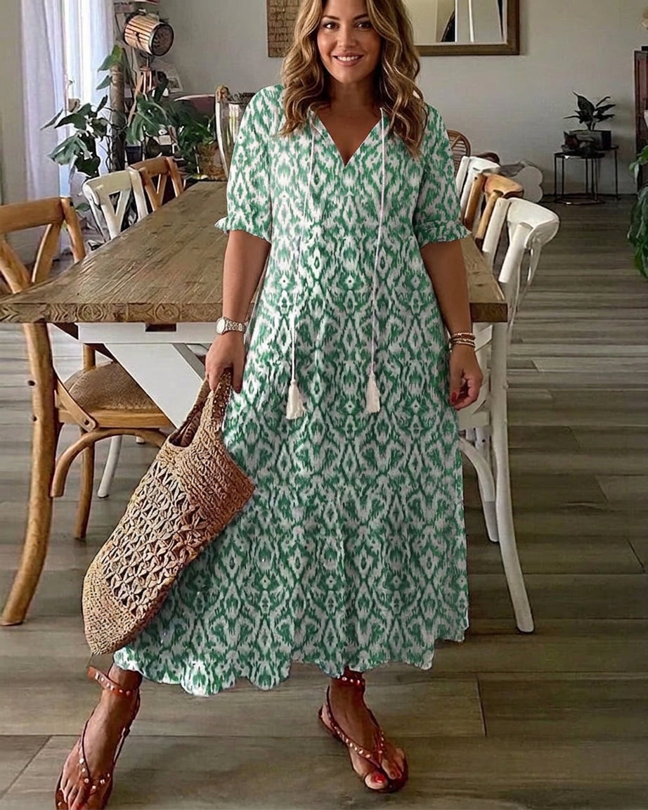 Marisol | Tummy-Coverage Boho Maxi Dress