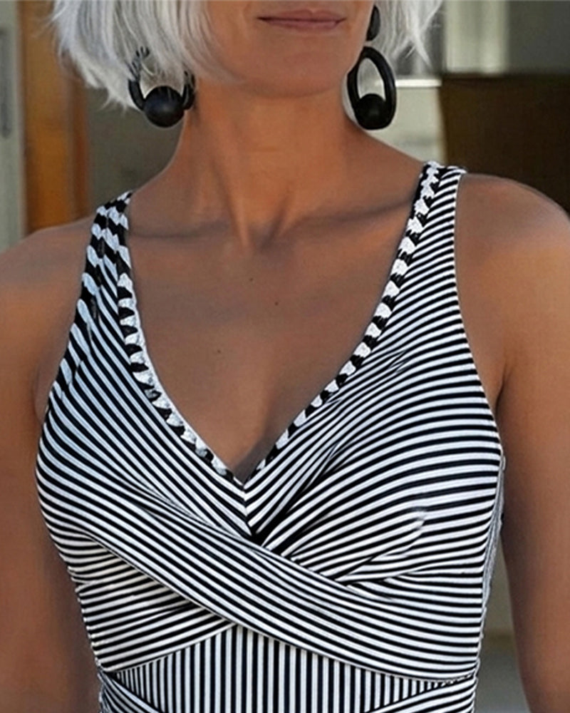 Brielle | One-Piece Swimsuit, Striped V-Neck