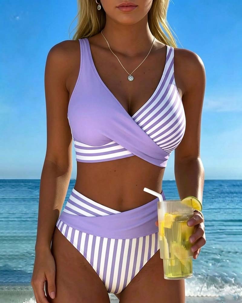 Harper | High-Waisted Striped Bikini