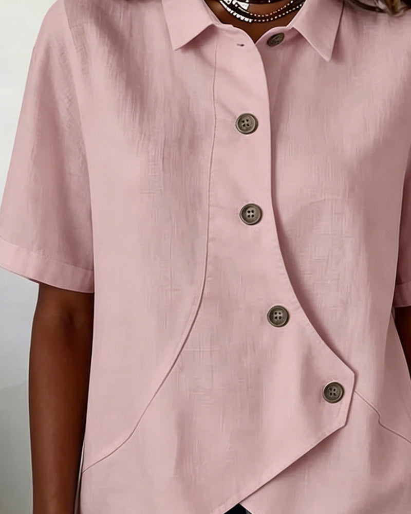 Marisol | Asymmetrical Cotton-Linen Button-Up Shirt