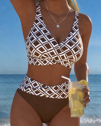 Nora | High-Waisted Diamond-Print Bikini