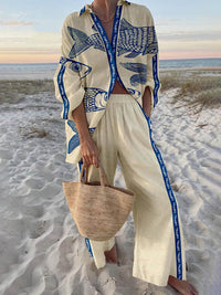 M&H | Ocean Print Shirt and Pants Set