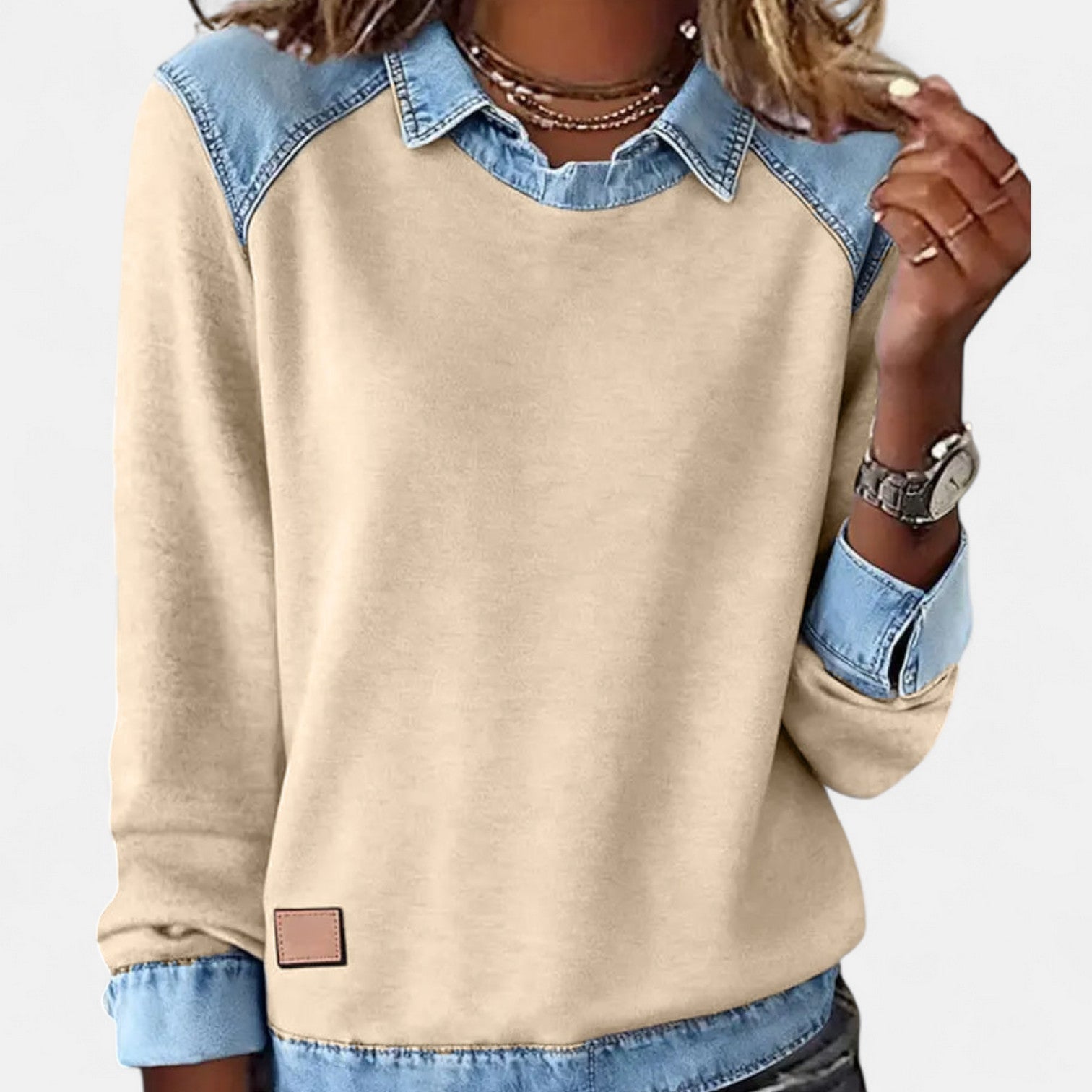 Collared Long-Sleeve Blouse