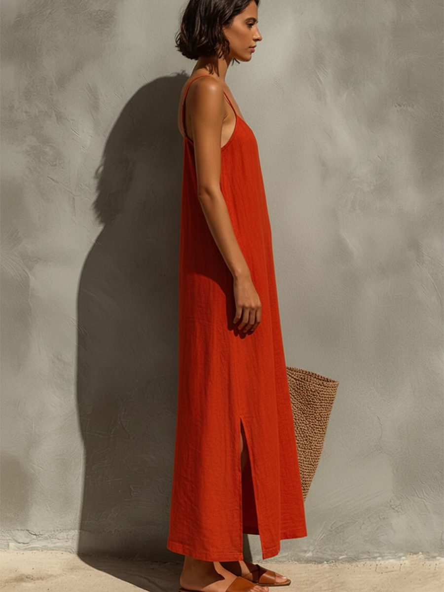Amara | Cotton Maxi Dress, Square Neck