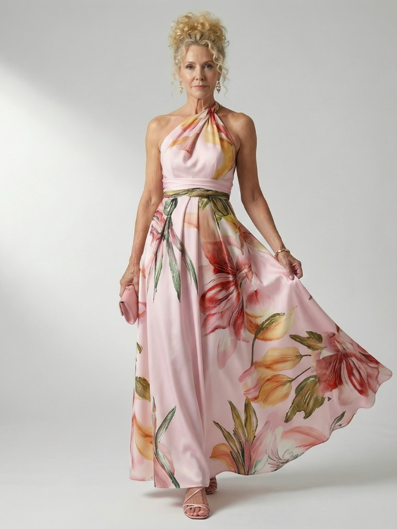 Zoe | Halter Floral Maxi Dress