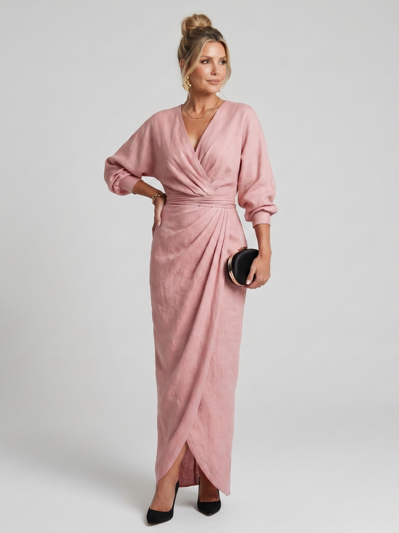 Monica | Long-Sleeve Wrap Midi Dress